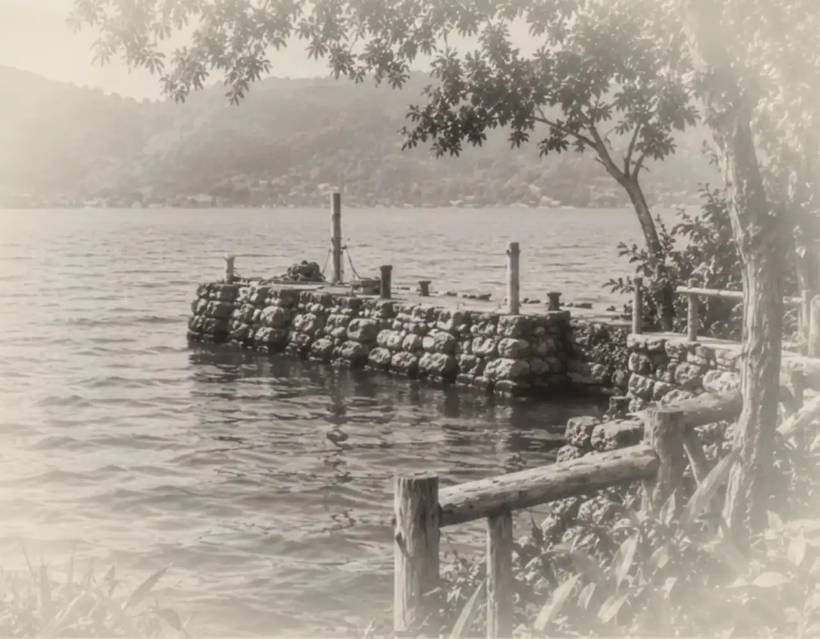 El antiguo embarcadero de piedra de Venecia, fotografía antigua